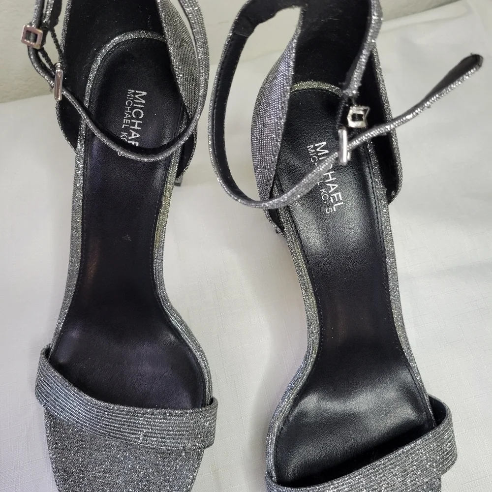 Michael Kors Glittering Silver Heels Size 8.5